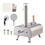 CO-Z 12 Portable Wood Pellet Pizza Oven Outdoor, Wood Fired Pizza Oven,Stainless Steel Wood Burning Pizza Maker Stove with Built-in Thermometer Pizza Stone Peel Cutter Bag for Outside Kitchen Backyard