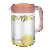 Jucoan 1 Gallon /4L Large Plastic Straining Pitcher, Clear Water Carafe Jug Juice Mixing Pitcher with 2 Strainers Cover, Handles, Measurements, BPA Free, Perfect for Ice Tea, Lemonade