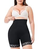 Nebility Plus Size Shapewear Tummy Control Underwear Butt Lifting Panties Hi-Waist Trainer Body Shaper Short Thigh Slimmer(Black Plus Size,4X)