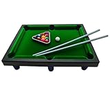Mozlly Tabletop Pool Table Billiard Game Set – Kids and Adults Classic Mini Pool Table Set with Travel-Sized Billiards Balls, Rack, and 2 Cue Sticks, Cute Snooker Table Top Pool Table – 8.1x4.5