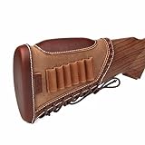 TOURBON Canvas Leather Recoil Reducing Pad Stock Extension Cover Buttstock Cheek Rest with Rifle Shell Holder