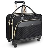 Ytonet Rolling Briefcase for Women, 17.3 Inch Rolling Laptop Bag with Wheels & TSA Lock, Water Rresistant Overnight Rolling Computer Bag on Wheels Roller Bag for Travel Business Work, Black