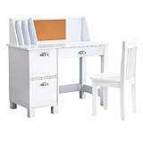 KidKraft Wooden Study Desk for Children with Chair, Bulletin Board and Cabinets, White