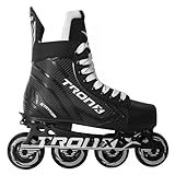 TronX Stryker Adjustable Senior Intermediate Junior Youth Roller Inline Hockey Skates, 2024 New Model (JR Skate 2-5 (Shoe Size 3.5-6.5))