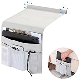 WOMACO Bedside Storage Caddy, Bed Side Pocket Organzier Remote Control Holder for Phones, Magazines, Tablets, Accessories - Medium, Gray