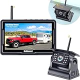 DoHonest Wireless Backup Camera Magnetic: Solar Scratch-Proof Truck Trailer Hitch Rear View Camera HD 1080P No Wiring No Drilling Rechargeable 5 Inch Monitor System for Car RV Camper -V35