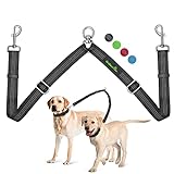 Brilliant Paw Double Dog Leash, Two Dog Leash Splitter, Adjustable Length and Tangle Free, Heavy Duty Walking Training Dual Dog Leash Extension for Medium and Large Dog, Black