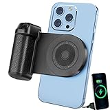 Magnetic Camera Handle Bluetooth Bracket- Smartphone Handle Photo Holder 10W Qi Wireless Charging Stand Phone Hand Grip with Magsafe Bluetooth Wireless Remote Control for Video Photo Shooting (Black)