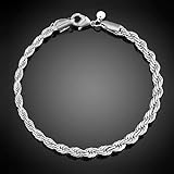 Bluelanss Bracelets for Women, Women's 925 Sterling Silver Twist Bangle Cuff Charm Bracelet Clasp Party Jewelry Gift for Birthdays Valentines Christmas (Silver H), One SIze