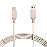 Amazon Basics 10 foot Nylon USB-C to USB-A 2.0 Fast Charging Cable, Gold