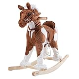 Rocking Horse Plush Animal on Wooden Rockers with Sounds, Stirrups, Saddle & Reins, Ride on Toy, Toddlers to 4 Years Old by Happy Trails Â– Clydesdale
