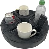 Couch and Bed Cup Holder Pillow, Sofa Organizer Caddy for Drinks, Remotes, Phones, Snacks (Gray)