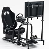 Supllueer Racing Simulator Cockpit Black Seat Stand with Black Seat and Monitor Mount Fit for Logitech,Thrustmaster,G923 G29 G920,T248 T300, Excluding Steering Wheel Shift Lever Pedal Display