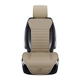 EDEALYN 1 PCS PU Leather Universal Car Seat Cover Seat Cover Protection Cover Fit Most Sedans & Truck & SUV (Tan)