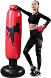 Punching Bag for Kids Boxing Bags: Standing Heavy Bag with Pump for Kid - Freestanding Inflatable Kickboxing Equipment for Karate MMA Muay Thai Training (Red)
