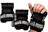 Heavy Duty PRO Metal Lifting Steel Hooks Power Weightlifting Set of 2 Premium Thick Padded Workout Hook Gloves (Men-Wrist Size Large, Black Big Grip)