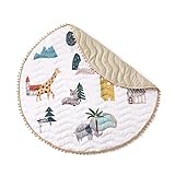 Soft Baby Playpen Mat 40 Inch Round Play Mat for Baby & Toddle Quilting Tummy Time Activity Mat Anti Slip Cushion Play Mat Washable Kids Blanket Mat with Cute Woodland Animals for Nursery Room