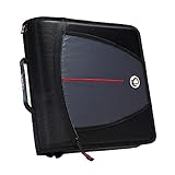 Case-it The Mighty Zip Tab Zipper Binder - 3 Inch O-Rings - 5 Color Tab Expanding File Folder - Multiple Pockets - 600 Sheet Capacity - Comes with Shoulder Strap - Black D-146