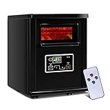 GOFLAME Infrared Electric Space Heater with Remote Control, 1500W Portable Room Heater with Digital Thermostat and Timer, Tip-over & Overheated Protection