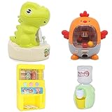 SOBIVA 4 Packs Mini Dinosaur Claw Machine, Tiny Vending Machine Toy, Basketball Handheld Game, Mini Water Dispenser, Mini and Cute Stuff Games For Kids