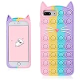 Coralogo Color Cat Case for iPhone 6 Plus/6S Plus/7 Plus/8 Plus Cartoon Funny Kawaii Cute Silicone Cover Fidget Unique Design Aesthetic for Girls Boys Cases(for iPhone 6/6S/7/8 Plus 5.5')