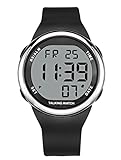 Maujoy American English Accent Atomic Men's Talking Watch, LCD Digital Talking Watch with Leather Strap for The Elderly or Those with Low Vision