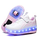 Ufatansy Roller Skate Shoes Retractable Roller Shoes for Girls USB Charging Shoes for Kids Skates Boys Sneakers Gifts(1.5 Little Kid,Pink) 2