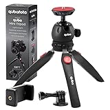 qubo Mini Tripod for Camera and Phone - Tabletop Small Phone Tripod Mount for GoPro iPhone / Cell Phones Webcam Projector Compact DSLR - Hand Desktop Camera Tripod Stand Table