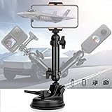Heavy Duty Φ100mm Suction Cup + Adjustable Dual-Ball-Head Action Camera Dash Cam Phone Car Mount Windscreen Window Cockpit Holder for GoPro insta360 Video Recording (1.5kg Load)