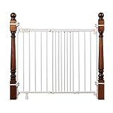 Summer Infant Metal Banister & Stair Safety Pet and Baby Gate,31'-46' Wide, 32.5' Tall, Install Banister to Banister or Wall or Wall to Wall in Doorway or Stairway, Banister and Hardware Mounts -White