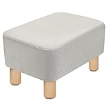 Acehome Small Footstool Ottoman, Rectangle Footstool, Rattan Ottoman Foot Rest, Small Foot Stool for Living Room Bedroom Etryway, with 4 Wood Legs, Anti-Slip and Easy to Carry, Grey