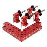 QWORK 2Pcs 90 Degree Positioning Squares Right Angle Clamps Fixing Clamp, 5.5' x 5.5'(14 x 14cm), Aluminum Alloy Woodworking Carpenter Tool for Box Cabinets Drawers Picture Flame