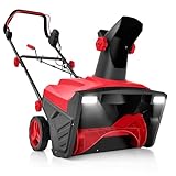 Safstar Snow Blower, 20-Inch 15-AMP Walk-Behind Snow Thrower W/LED Headlights & 180° Rotating Chute, 30FT Throwing Distance, 10' Depth Clearing Path, Electric Corded Snowblower for Driveway (Red)