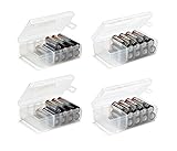 Set of 4 - Two AA and Two AAA Battery Storage Box, Battery Storage Case, Battery Holder Clear