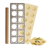 MyLittleSpoons 12-Square Ravioli Maker Stainless Steel 12 Dumpling Mold Set with Rolling Pin and Instructions - Easy to Use Pasta making Kit - Set is Portable and Great for Homemade