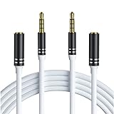 3.5mm Headphone Extension Cable (4Ft/1.2M), 4 Pole Hi-Fi Sound Audio Cable Male to Female AUX Cord, Auxiliary Stereo Extender for Speakers, PC, MP3 and All 3.5 mm Enabled Devices (2 Pack - White)
