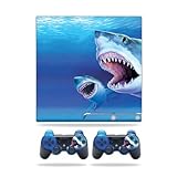 Skin Compatible with Sony Playstation 3 PS3 Slim + 2 Controllers – Great Whites | MightySkins Protective, Durable, and Unique Vinyl wrap Cover | Easy to Apply, Remove | Made in The USA