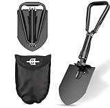 BEHANDY 18.5' Folding Shovel, Collapsible Shovel for Car Snow, Camping Shovel and Pickax, Military Entrenching Tool for Gardening, Camping, Sand, Off Road, Portable Car Emergency kit