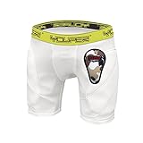 Youper Boys Youth Padded Sliding Shorts with Soft Protective Athletic Cup for Baseball, Football, Lacrosse (White, Medium)