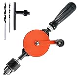 OCR Hand Drill Manual Crank Drill 3/8 inch (1.5mm-10mm) Precision Chucks Hand Drill with 2Pcs Drill Bit Set for Wood Plastic Acrylic Circuit Board Punching