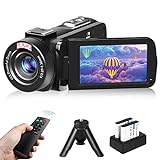 VETEK Video Camera Camcorder, 1080P 24MP Vlogging Camera for YouTube with Infrared Night Vision, 18X Digital Zoom, 3.0“ LCD Screen Digital Camera, Video Recorder with Remote Control and 2 Batteries