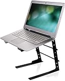 Pyle Portable Adjustable Laptop Stand - 6.3 to 10.9 Inch Anti-Slip Standing Table Monitor or Computer Desk Workstation Riser with Level Height Alignment for DJ, PC, Gaming, Home or Office - PLPTS25