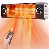 AKIRES Outdoor Electric Patio Heater,1500W Hanging Infrared Heater,Outside Porch Heater with Remote,9H Timer,1s Heating,IP34 Waterproof,Wall Mounted Heaters for Indoor Use,Garage,Balcony,Backyard,Deck