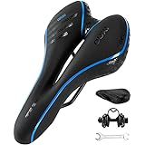 OUXI Comfort Bike Seat Comfortable Gel Bicycle Saddle Replacement Soft Padded with Shock Absorbing Waterproof for MTB Mountain Bike Road Bike Exercise Bike Men Women and Ladies - Blue