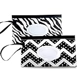 Fnydvis Baby Wipe Holder,Refillable Wipes Dispenser,Travel Wipe Holder Case,Reusable Wet Wipes Pouch,Wipe Container for Diaper Bag(2Pack)