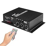 Pyle Class-T Bluetooth Power Audio Amplifier - 120W Mini Dual Channel Sound Stereo Receiver Box w/ USB, RCA, 12V Adapter - For Subwoofer Speaker, Home Theater, PA System, Studio Use - Pyle PFA220BT