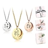 sufall Birth Flower Necklace Custom Name Necklace For Women 18K Gold Plated Handmade Jewelry Personalized Floral Pendant Chain Necklace Birthday Gifts Mothers Day Gift For Women Girl
