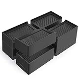 ANNKUT Rectangle Bed Risers, 3 Inch Heavy Duty Adjustable Furniture Risers for Bed Sofa Table and Couch Lift，Support Up to 1,300 Lbs (4 Pack-Black)
