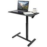 Mount-It! Overbed Table, Height Adjustable Bedside Table with Wheels, Overbed Desk Breakfast Tray for Hospital, Medical and Home Use, Standing Desk, Gas Spring Height Adjustment, Black