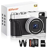 Bifevsr 4K Digital Camera with SD Card, 48MP Vlogging Camera with Viewfinder Flash Dial, Camera for Photography and Video Autofocus, Portable Travel Camera, 16X Zoom Anti-Shake Small Digital Camera